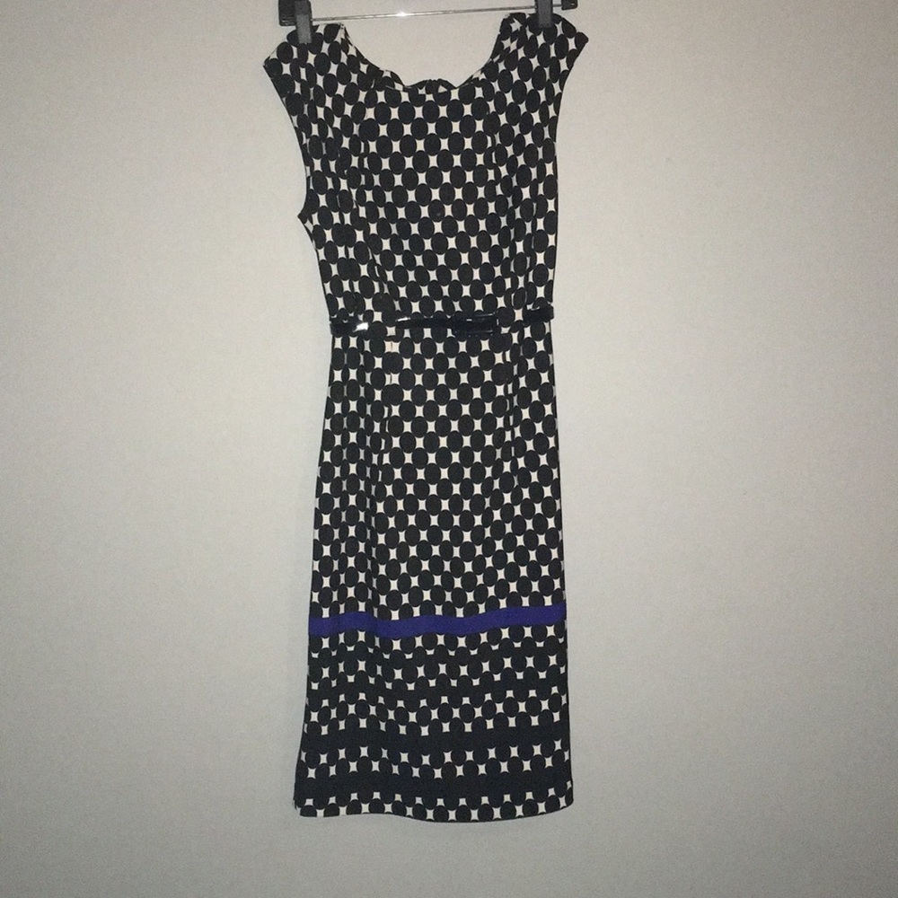 Black and White dress with blue stripe